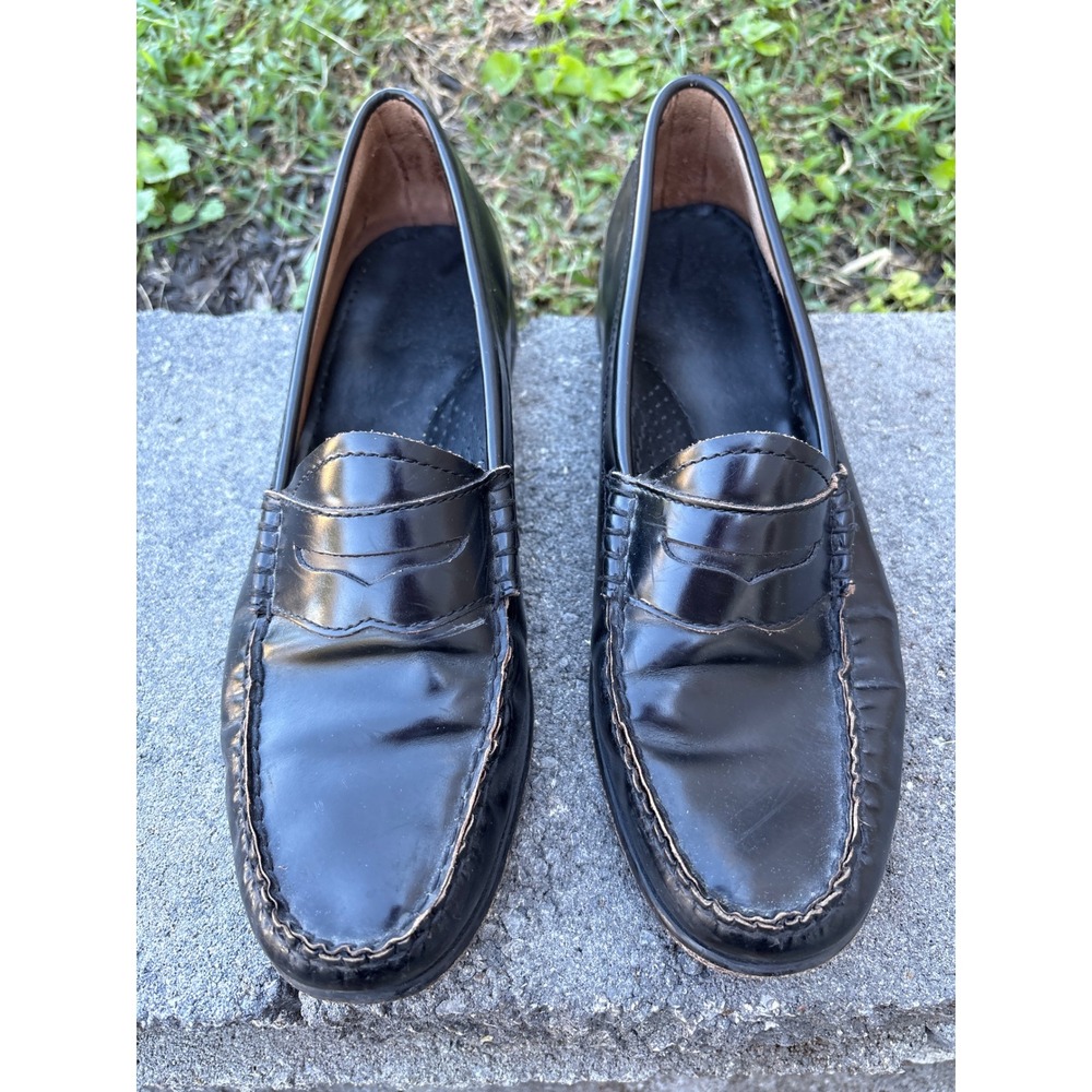 GH Bass Weejuns Whitney Black Leather Penny Loafers Womens 9.5M BAX1W001
